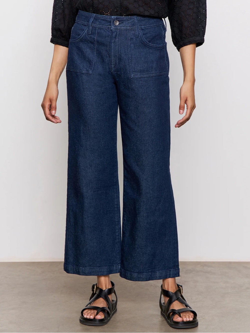 Sanctuary Wide Leg League Crop Jeans in Denim Rinse